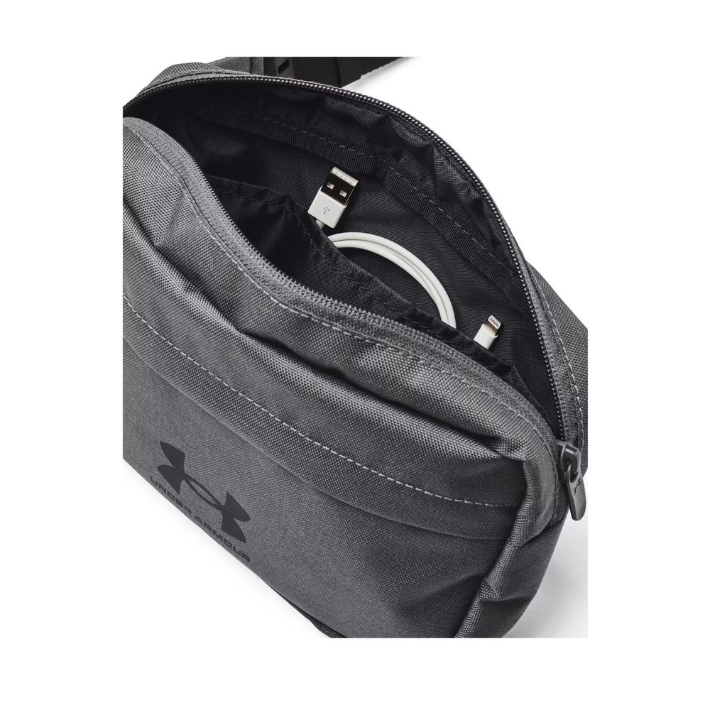 Under Armour UA Essential Lite Waist Bag/Crossbody Sling Castlerock Gray/Black - Picture 3 of 6